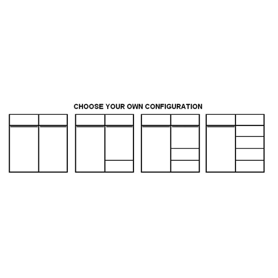 CHOICEWARDROBE Allen matt black sliding door wardrobes: four different internal configuration examples.