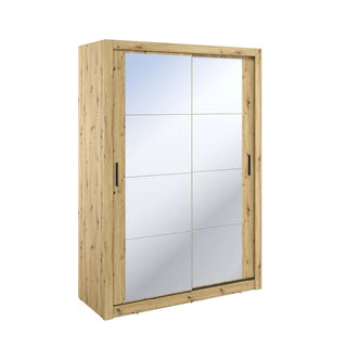 Allen Wooden Mirrored 150cm Wardrobe In Artisan Oak