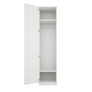 CHOICEWARDROBE Allen 1 Door Slim Wooden Wardrobe – White Finish | Narrow Modern Storage Cupboard with Gold Handle for Bedroom or Hallway