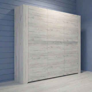 Angel 220.7cm white oak wardrobe with 3 doors