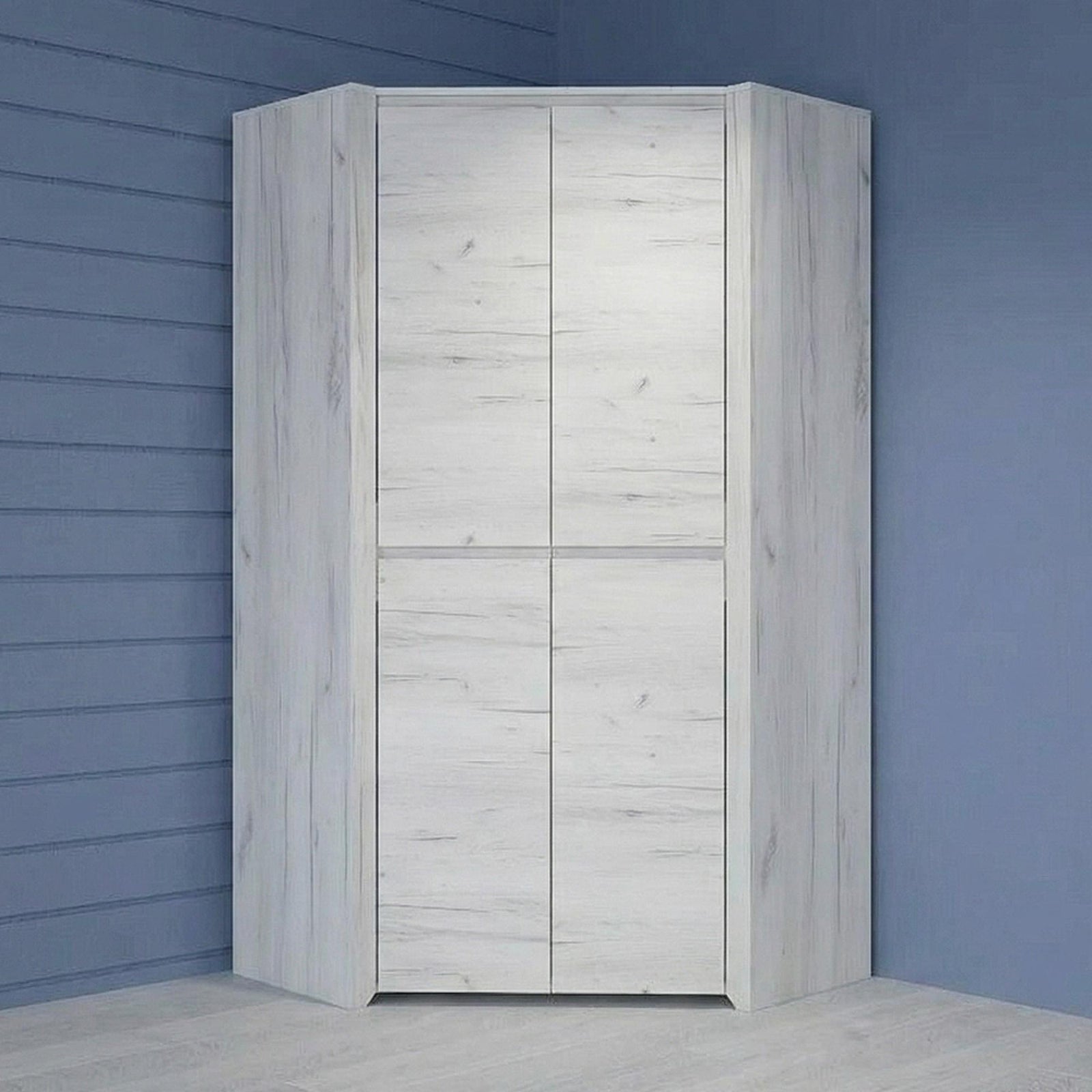 Angel 96cm white oak corner wardrobe with 2 doors