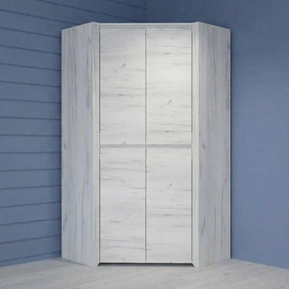 Angel 96cm white oak corner wardrobe with 2 doors