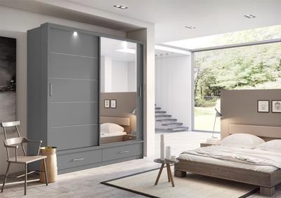 Arti AR-05 200cm 2 Door Mirrored Sliding Wardrobe in White Matt – image 2