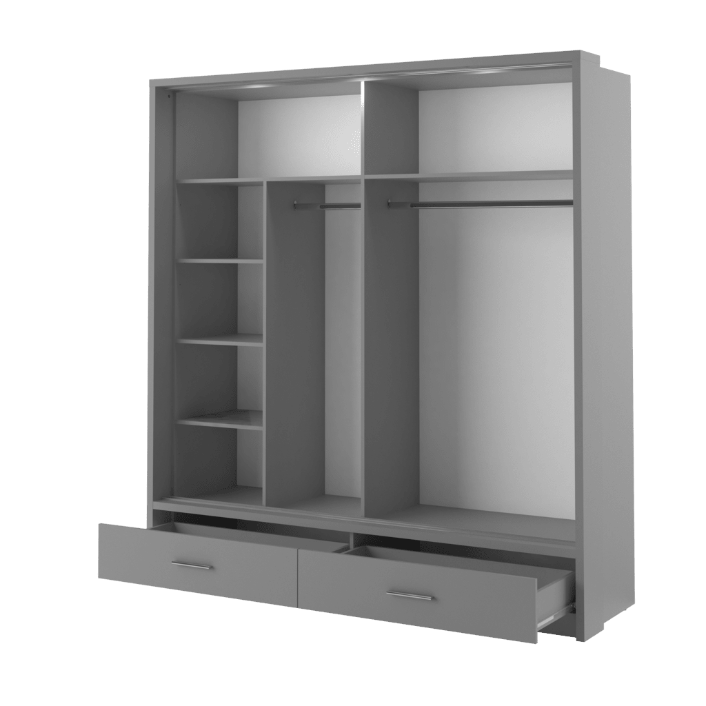 Arti AR-05 200cm 2 Door Mirrored Sliding Wardrobe in White Matt – image 3