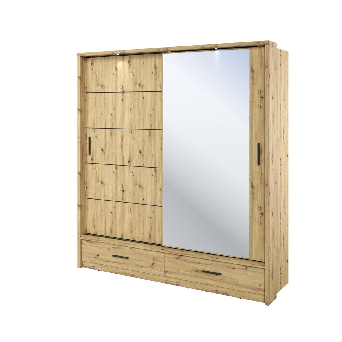 Arti AR-05 200cm 2 Door Mirrored Sliding Wardrobe in White Matt – image 7