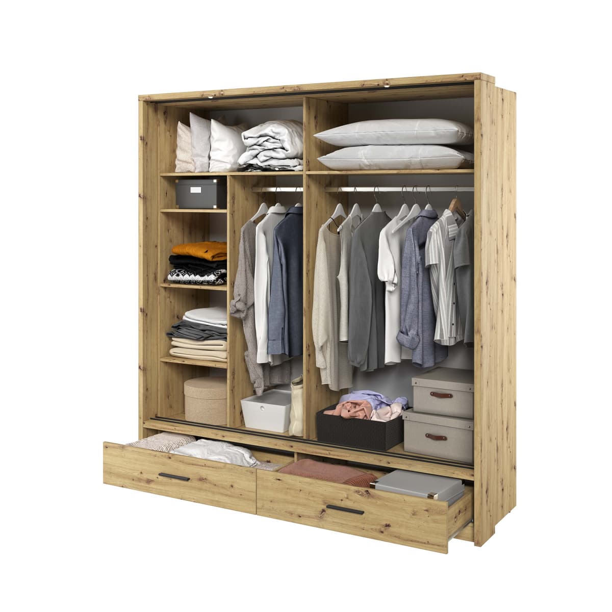 Arti AR-05 200cm 2 Door Mirrored Sliding Wardrobe in White Matt – image 9