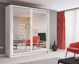 Arti AR-08 203cm 2 Door Mirrored Sliding Wardrobe in White Matt