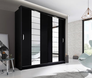 Arti AR-14 220cm 2 Door Mirrored Sliding Wardrobe in Black Matt