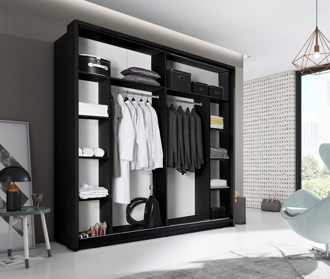 Arti AR-14 220cm 2 Door Mirrored Sliding Wardrobe in Black Matt – image 2