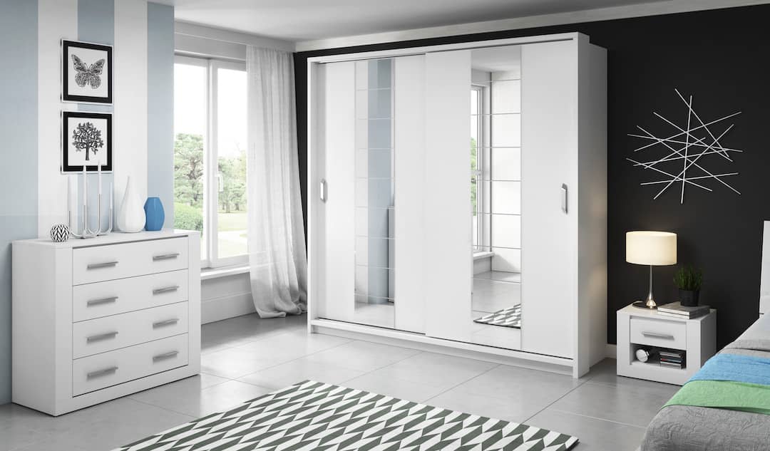 Arti AR-14 220cm 2 Door Mirrored Sliding Wardrobe in Black Matt – image 5