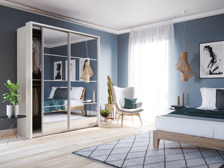 Arti AR-17 180cm 2 Door Mirrored Sliding Wardrobe in White Matt