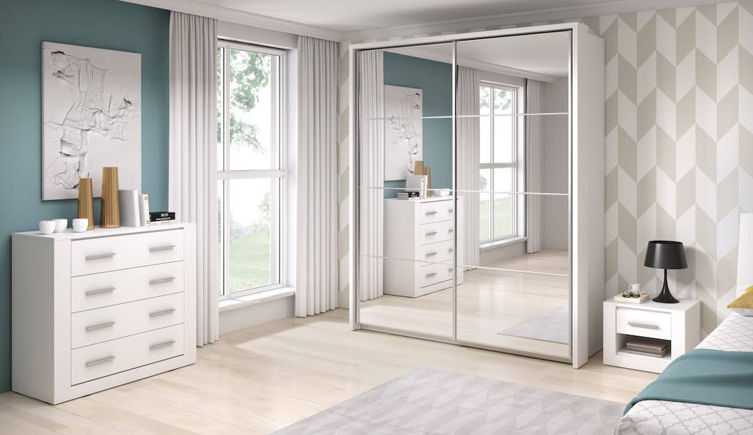 Arti AR-17 180cm 2 Door Mirrored Sliding Wardrobe in White Matt – image 8