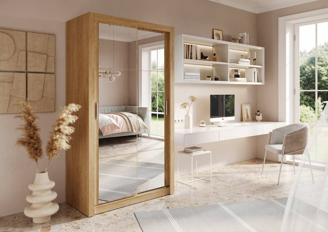 Arti 19 120cm 2 Door Mirrored Sliding Wardrobe in Grey Matt – image 10