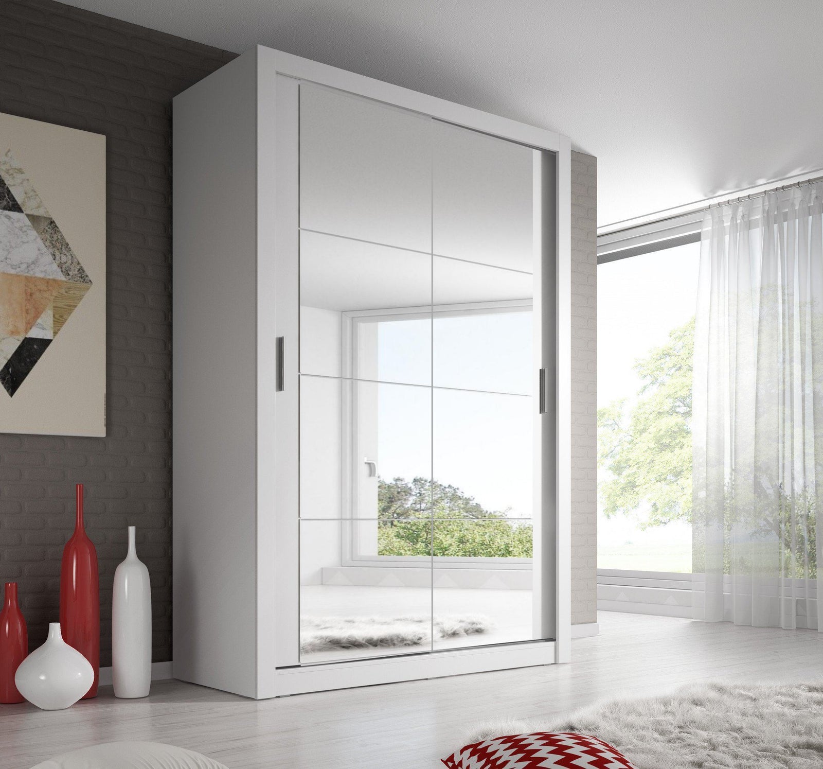 Arti 19 120cm 2 Door Mirrored Sliding Wardrobe in Grey Matt – image 4