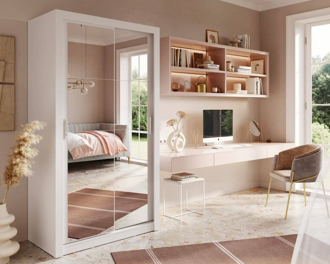 Arti 19 120cm 2 Door Mirrored Sliding Wardrobe in Grey Matt – image 6