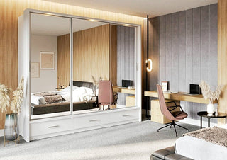 Arti 23 250cm 3 Door Mirrored Sliding Wardrobe in Grey Matt – image 2