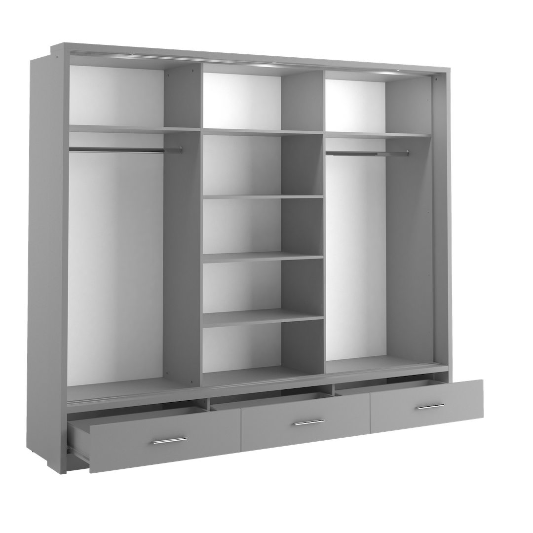 Arti 23 250cm 3 Door Mirrored Sliding Wardrobe in Grey Matt – image 6