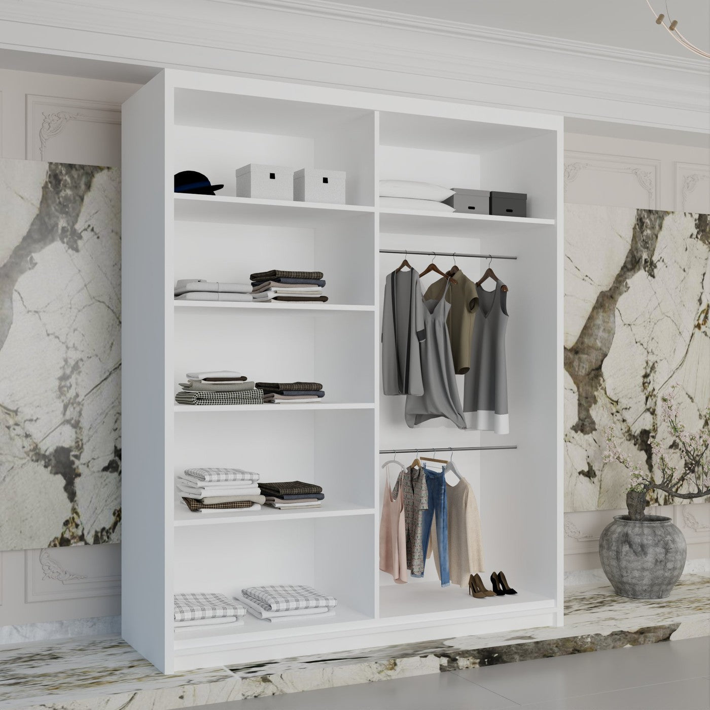 Arlo 180cm white mirrored LED sliding wardrobe – image 2