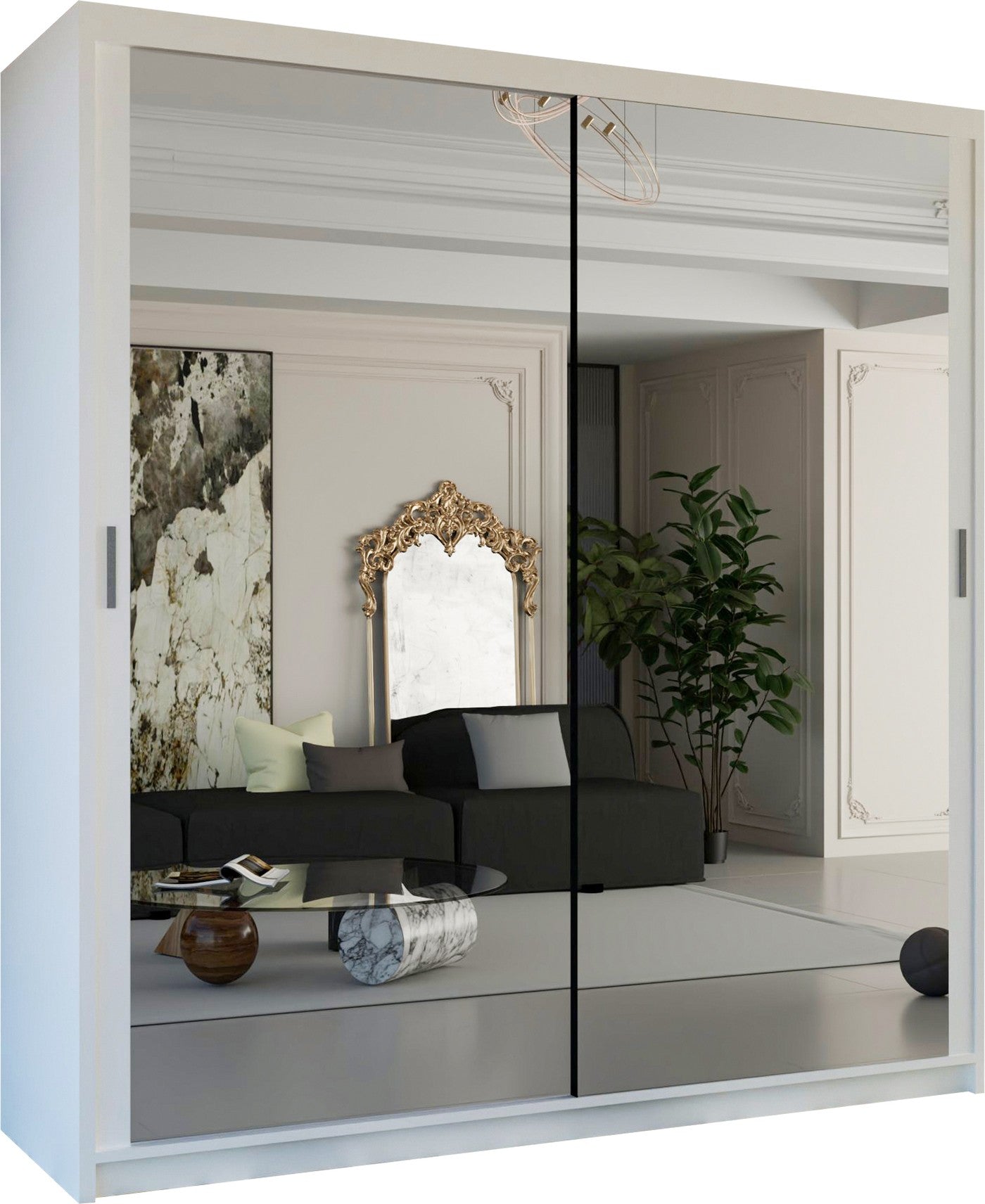 Arlo 180cm white mirrored LED sliding wardrobe – image 3
