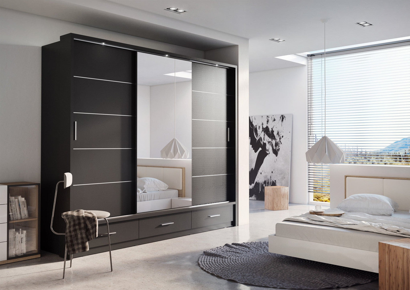 Arti AR-01 Sliding Door Wardrobe 250cm - Black Matt - main product image