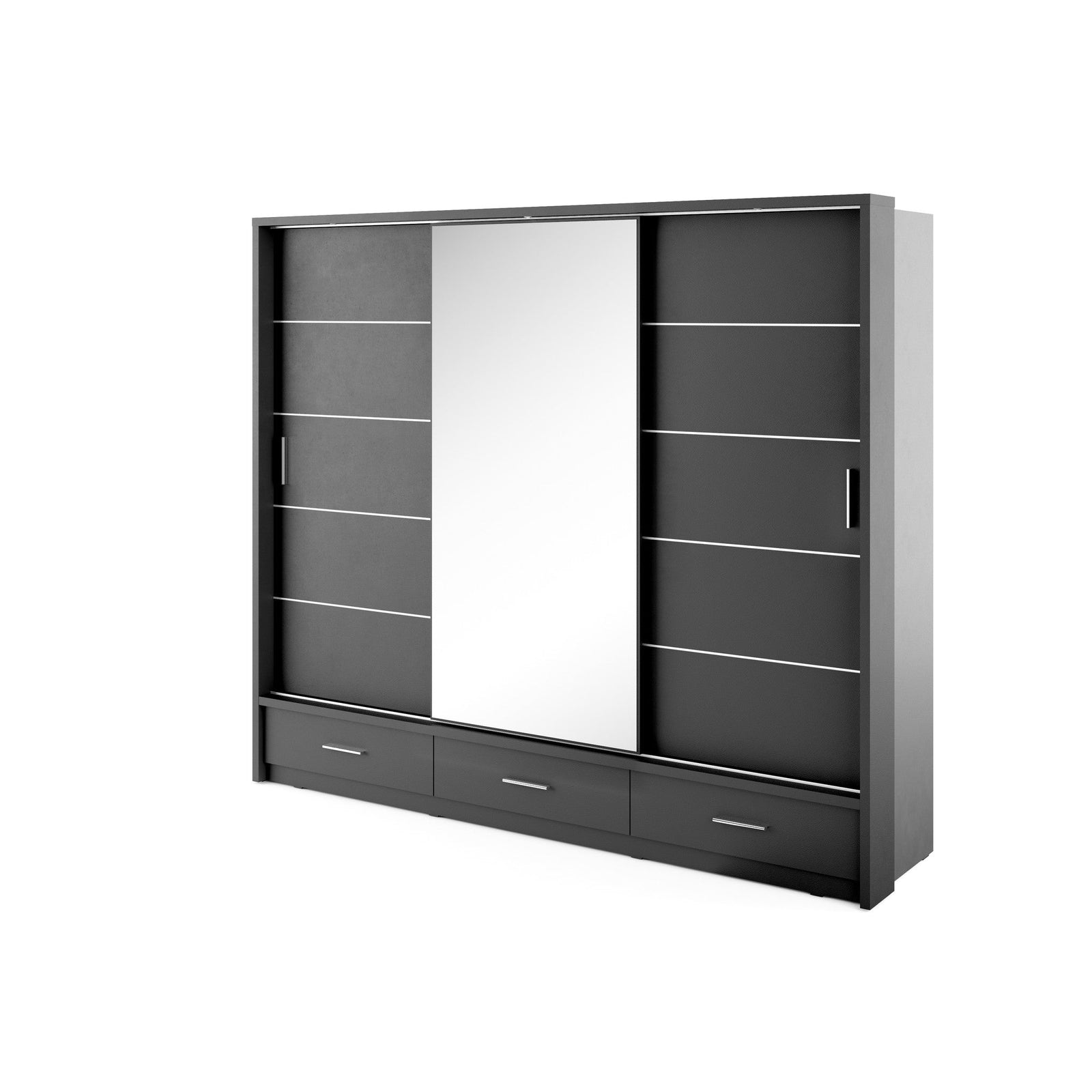 Arti AR-01 Sliding Door Wardrobe 250cm - Black Matt - gallery image 4
