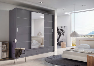 Arti AR-01 Sliding Door Wardrobe 250cm - Grey Matt - main product image