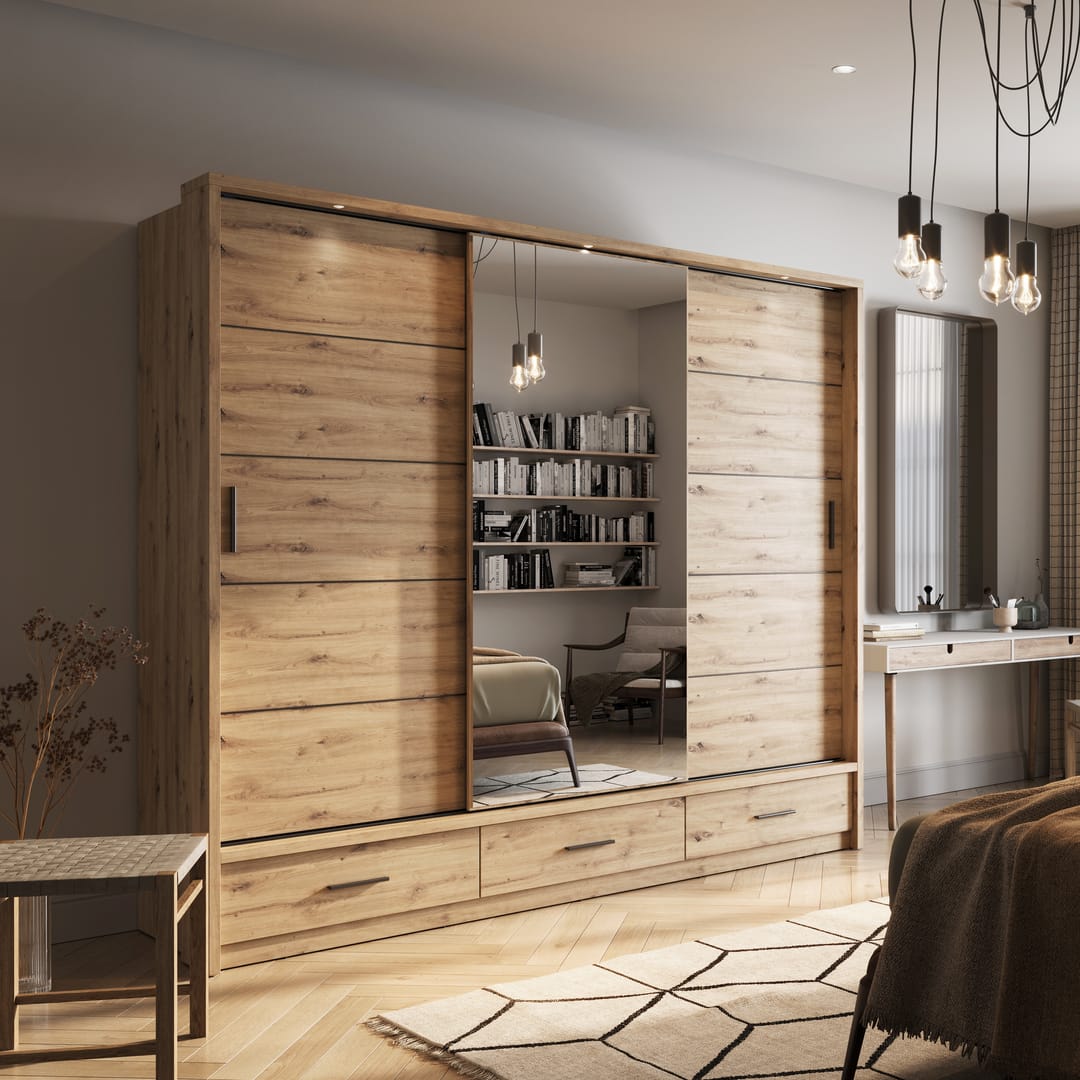 Arti AR-01 Sliding Door Wardrobe 250cm - Oak Artisan - main product image