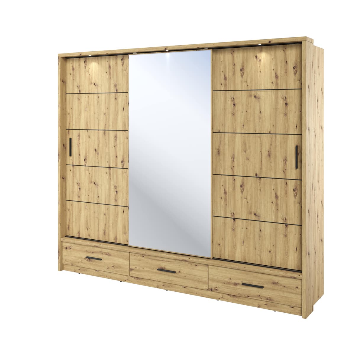 Arti AR-01 Sliding Door Wardrobe 250cm - Oak Artisan - gallery image 2