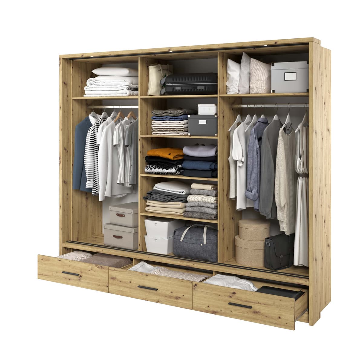 Arti AR-01 Sliding Door Wardrobe 250cm - Oak Artisan - gallery image 4