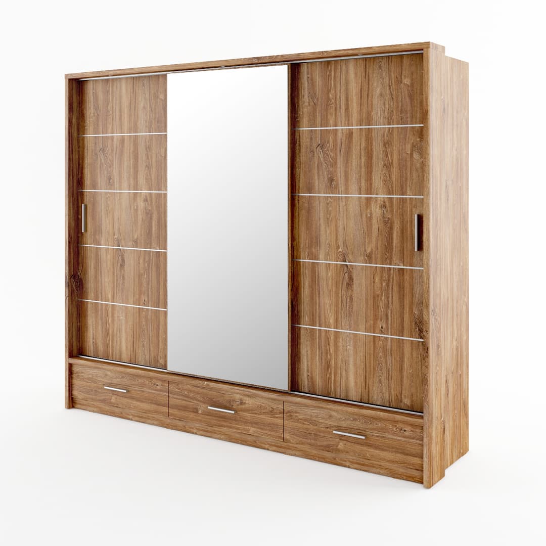 Arti AR-01 Sliding Door Wardrobe 250cm - Oak Sterling - gallery image 2