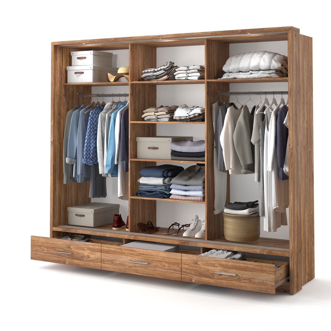 Arti AR-01 Sliding Door Wardrobe 250cm - Oak Sterling - gallery image 4