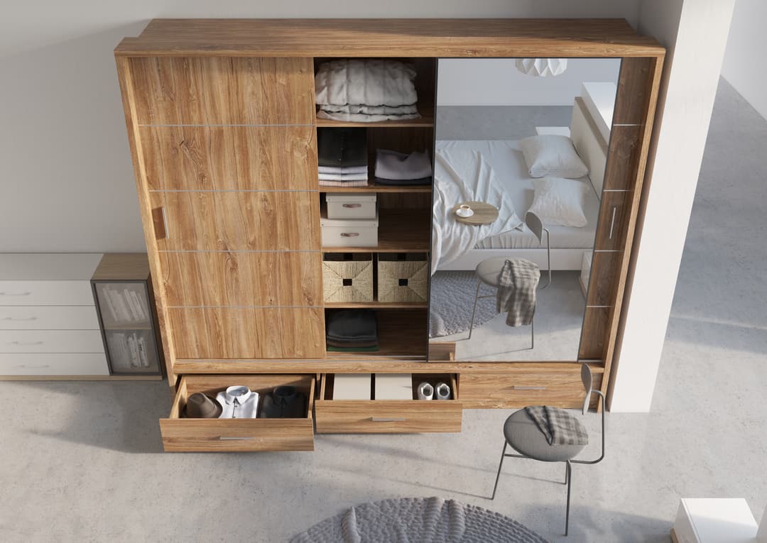Arti AR-01 Sliding Door Wardrobe 250cm - Oak Sterling - gallery image 6