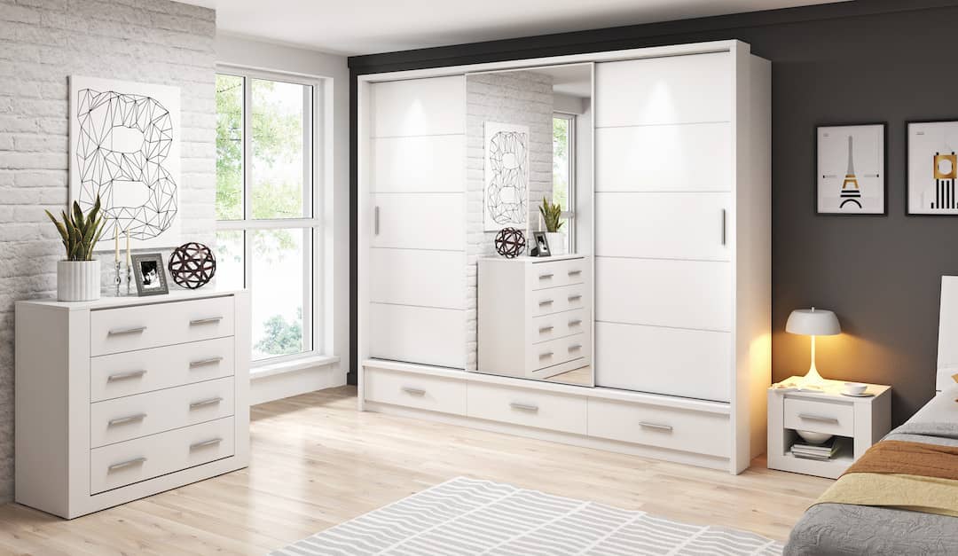 Arti AR-01 Sliding Door Wardrobe 250cm - White Matt - gallery image 2