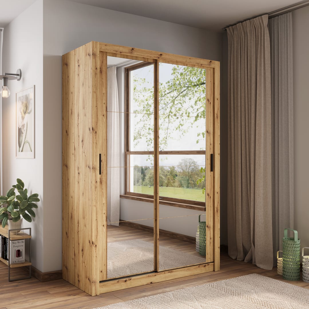 Arti 18 - 2 Sliding Door Wardrobe 150cm - Oak Artisan — view 1