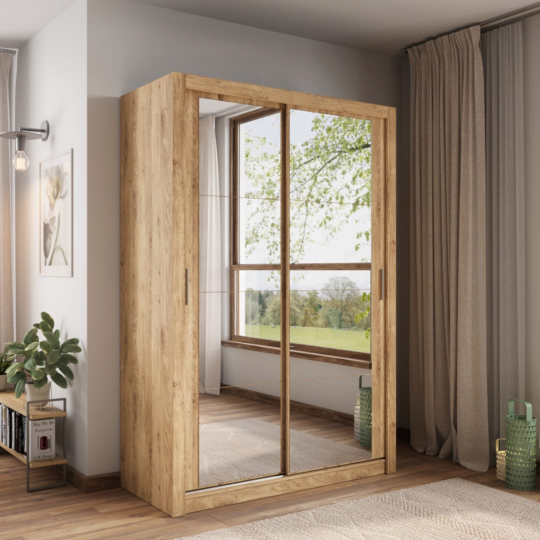 Arti 18 - 2 Sliding Door Wardrobe 150cm - Oak Shetland — view 1