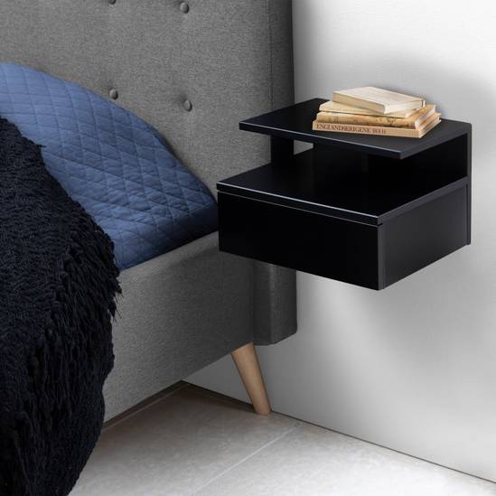 Ashlan 35cm 1-Drawer Bedside Table – Black – image 6