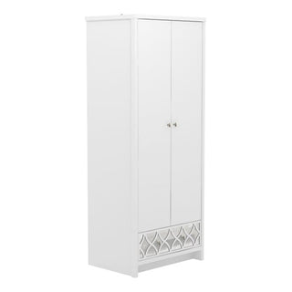 Asmara Wooden Wardrobe With 2 Door 1 Mirrored Drawer In White
