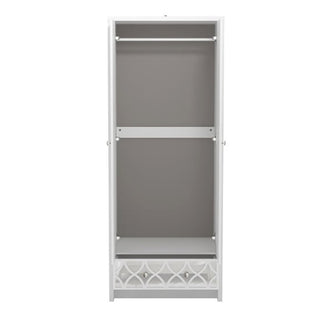 Asmara Wooden Wardrobe With 2 Door 1 Mirrored Drawer In White