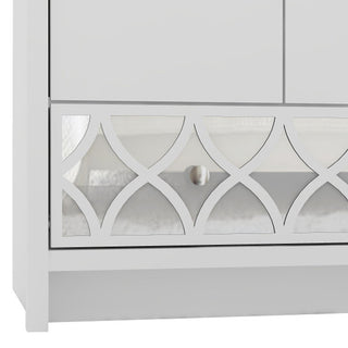 Asmara Wooden Wardrobe With 2 Door 1 Mirrored Drawer In White