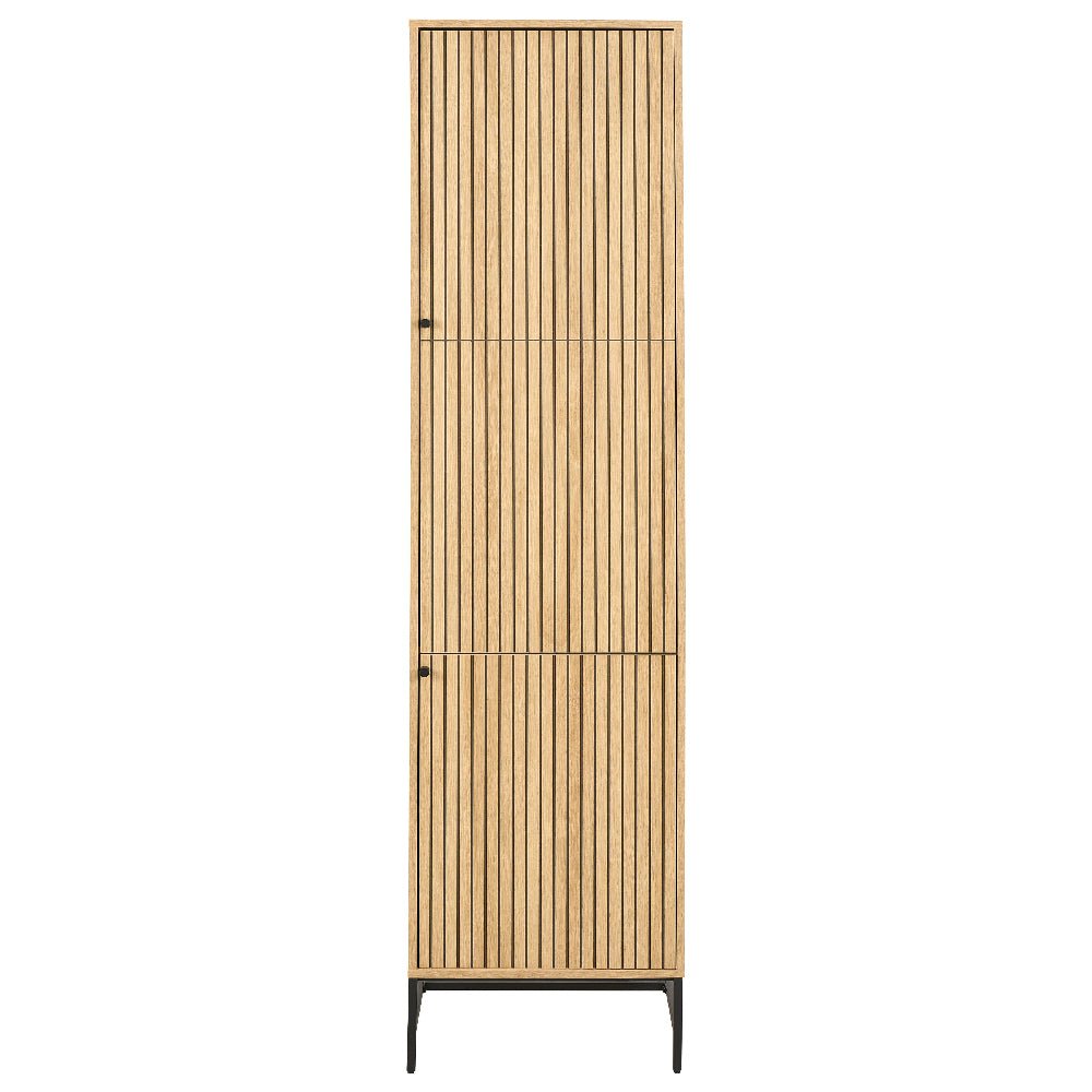 CHOICEWARDROBE Attica 2-door oak and matt black lamella front wardrobe