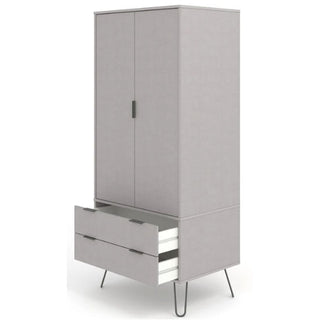 Avoch Wooden Wardrobe With 2 Doors 2 Drawers In Grey