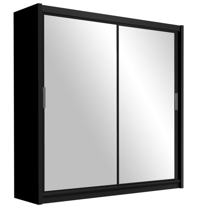 Aurora 160cm 2-Door Mirrored Sliding Wardrobe in Black