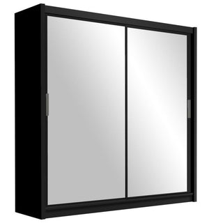 Aurora 160cm 2-Door Mirrored Sliding Wardrobe in Black