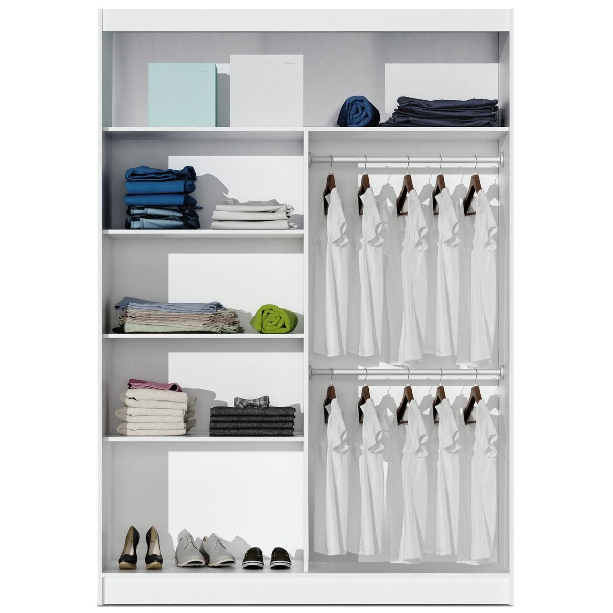 Aurora 160cm 2-Door Mirrored Sliding Wardrobe in White – product detail