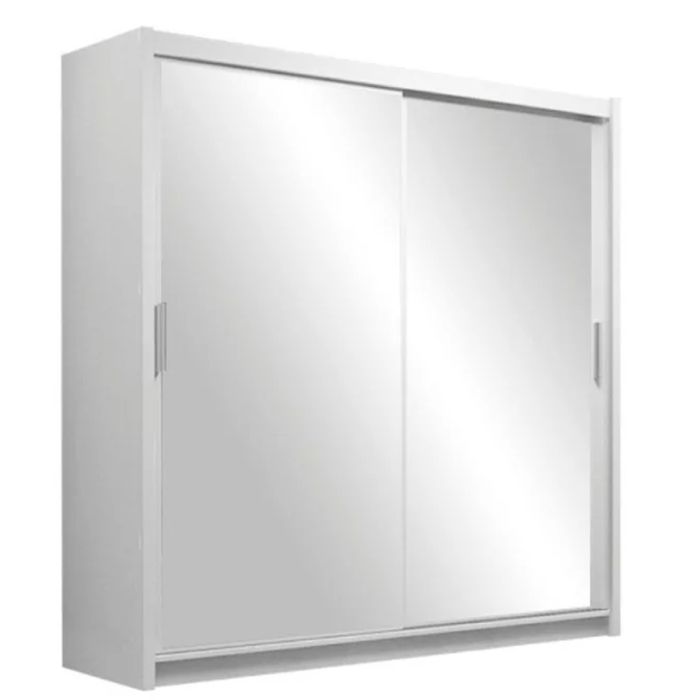 Aurora 160cm 2-Door Mirrored Sliding Wardrobe in White