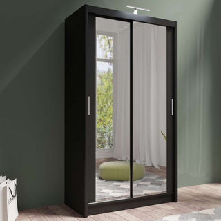 Aurora 120cm 2-Door Mirrored Sliding Wardrobe in Black