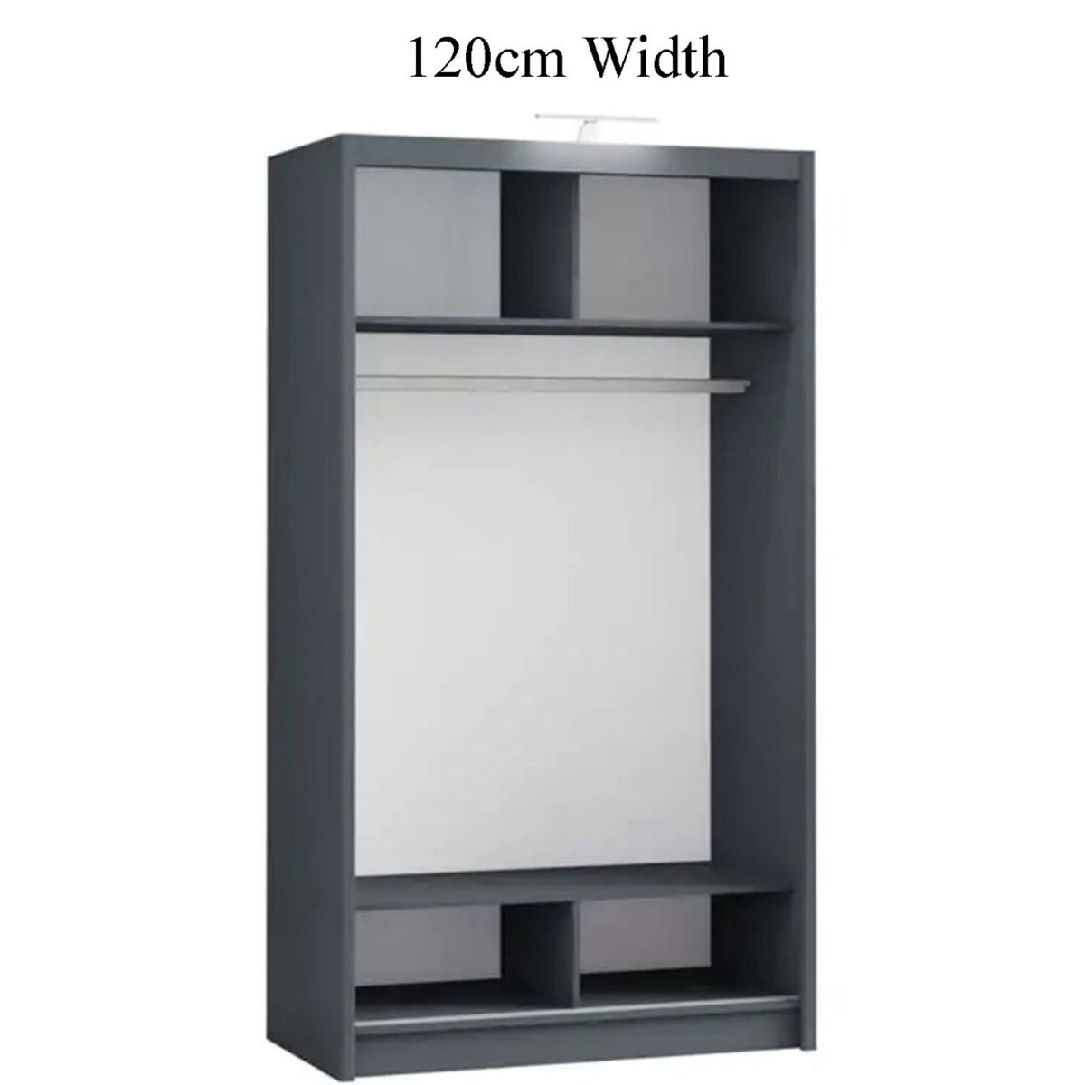 Aurora 120cm 2-Door Mirrored Sliding Wardrobe in Grey – product detail