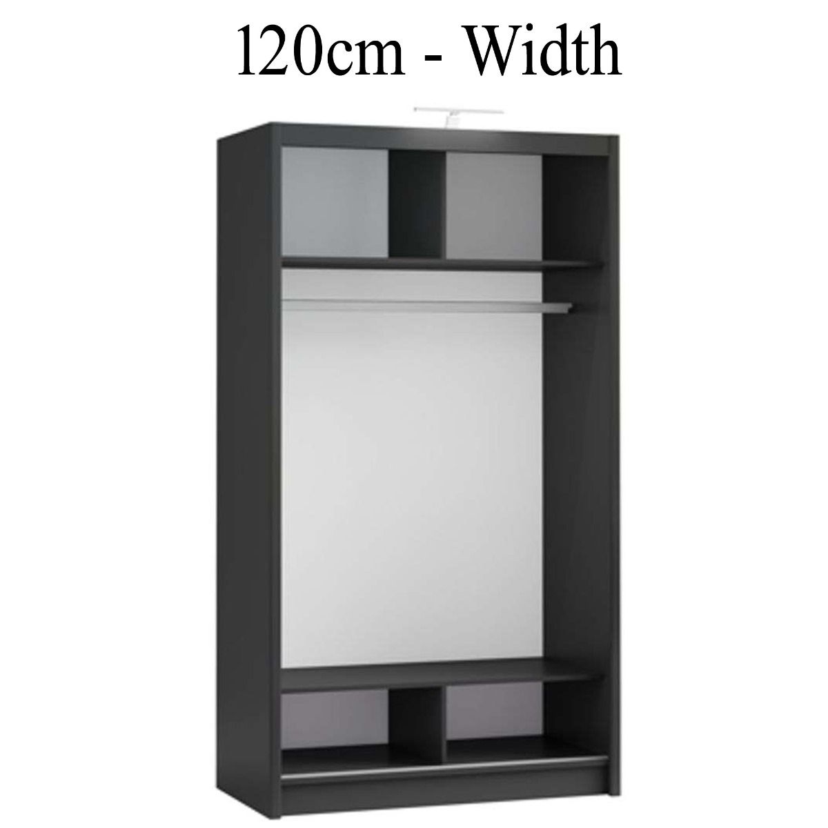 Aurora 120cm 2-Door Mirrored Sliding Wardrobe in Black – product detail