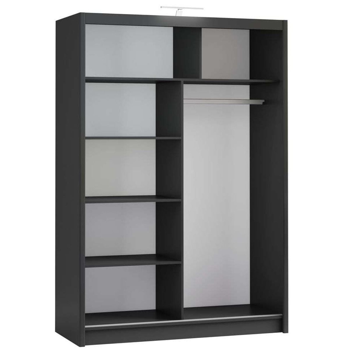 Aurora 150cm 2-Door Mirrored Sliding Wardrobe in Black – product detail
