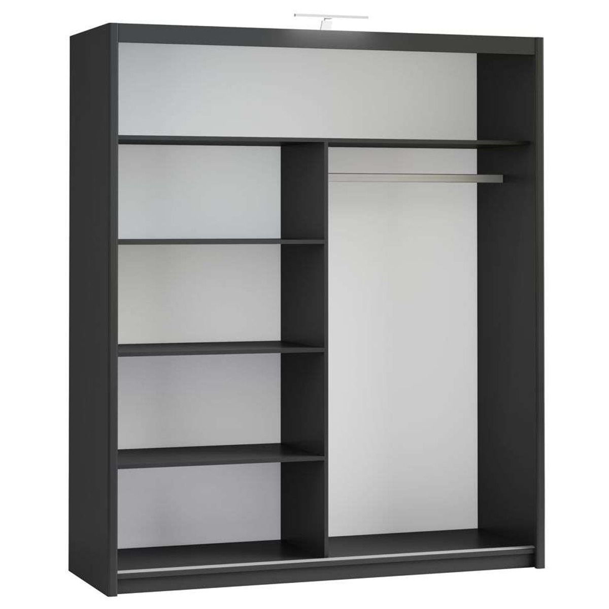 Aurora 180cm 2-Door Mirrored Sliding Wardrobe in Black – product detail